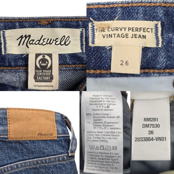 Madewell Womens Blue The Curvy Perfect Vintage Jean Denim Jeans Size 26 - Picture 4 of 4